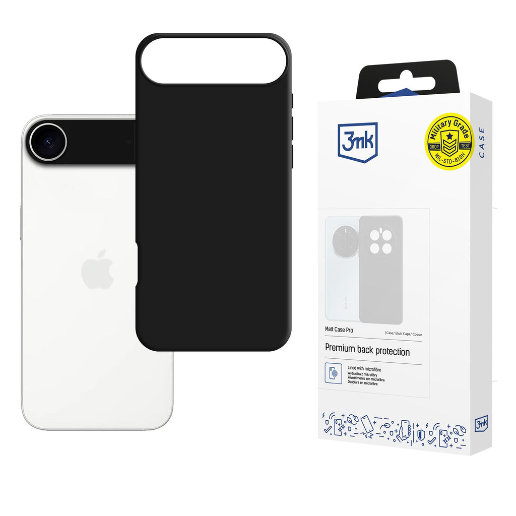 3mk Matt Case Pro, skirtas Apple iPhone 17 Air – matinė juoda