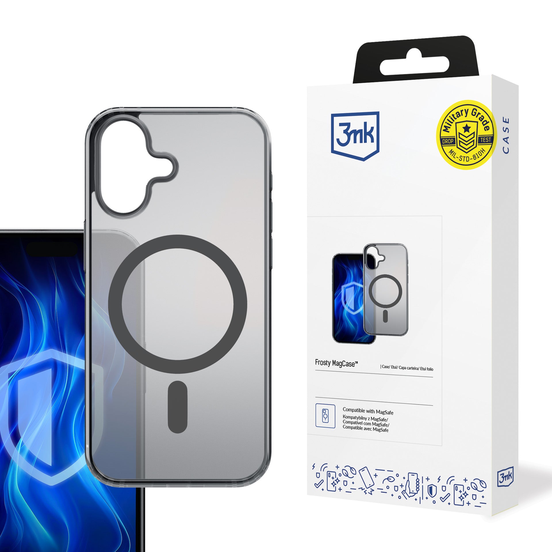 3mk Frosty MagCase, skirtas iPhone 16 Plus – juodas