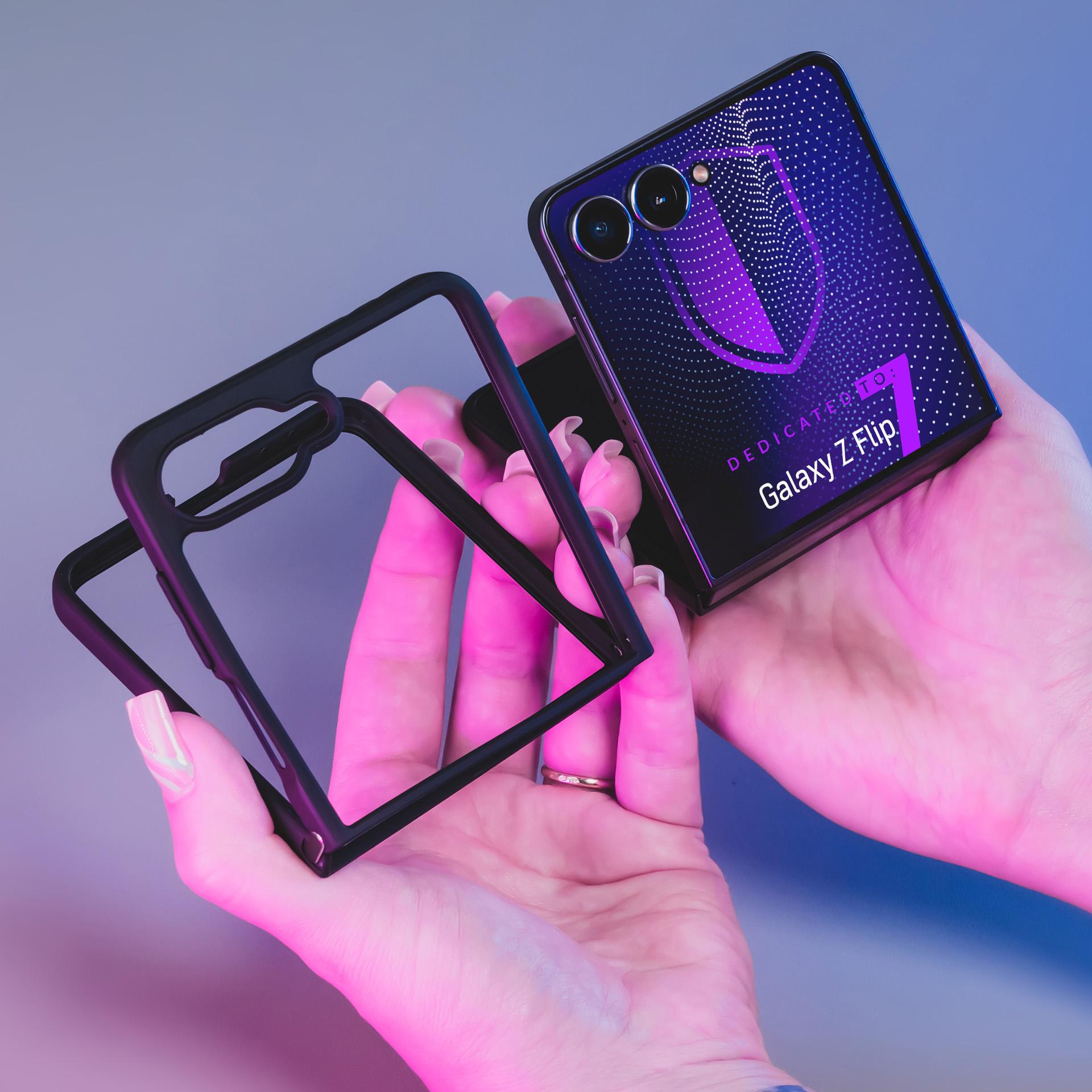 3mk Satin Armor Case+, skirtas Samsung Galaxy Z Flip 7 – permatomas juodas