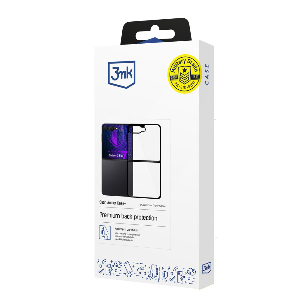 3mk Satin Armor Case+, skirtas Samsung Galaxy Z Flip 7 – permatomas juodas