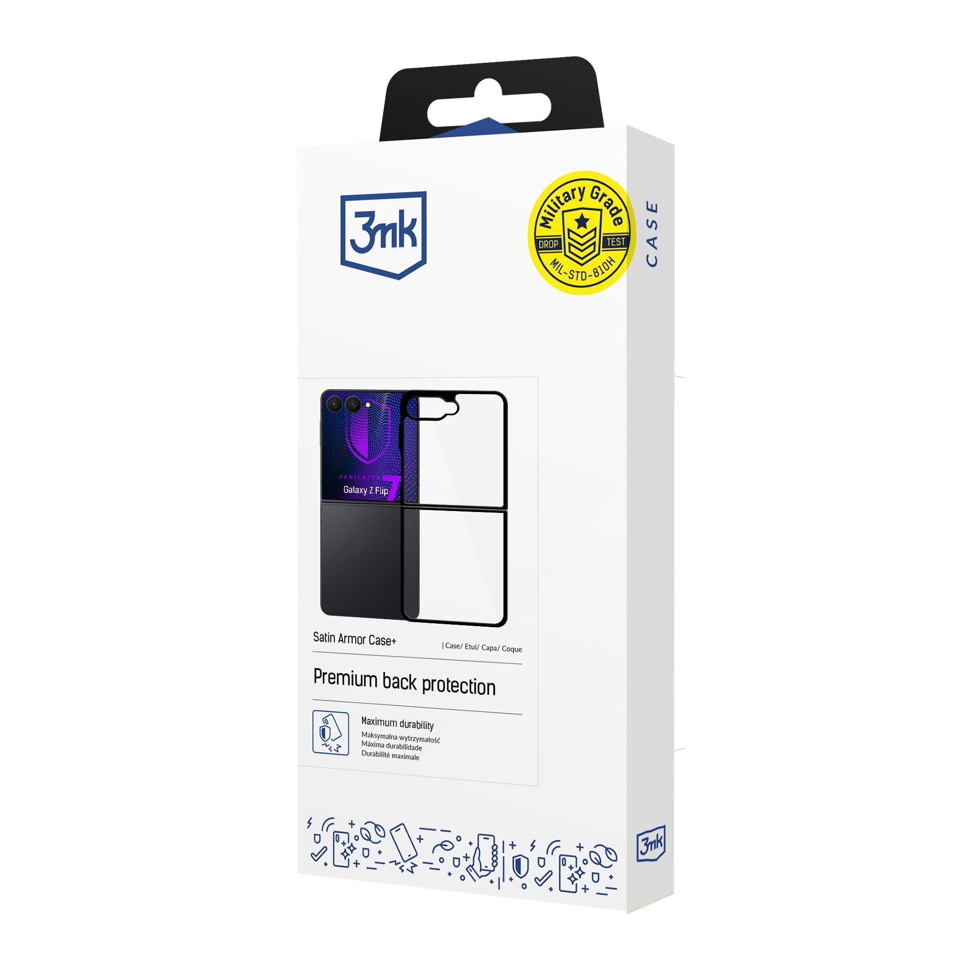 3mk Satin Armor Case+, skirtas Samsung Galaxy Z Flip 7 – permatomas juodas