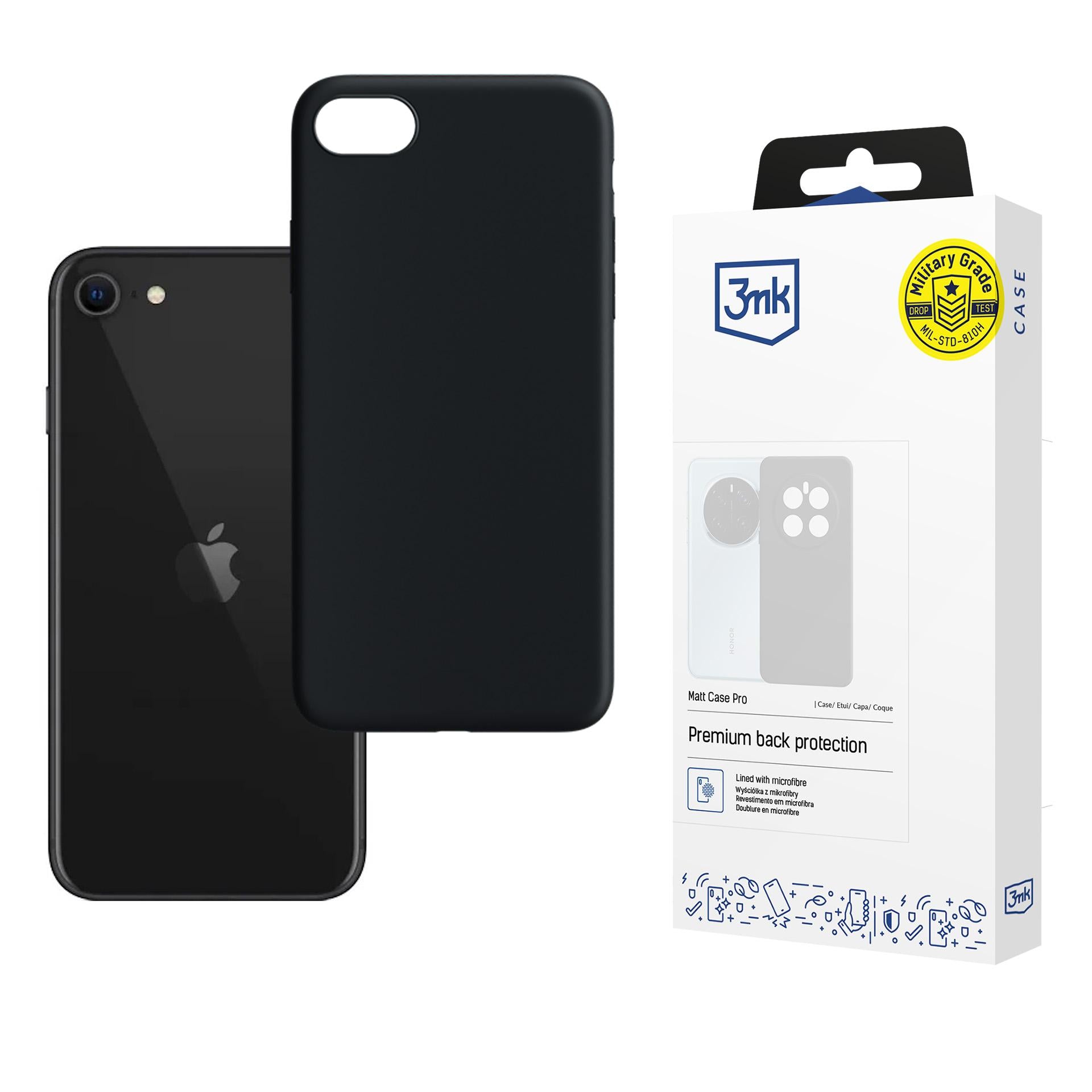 3mk Matt Case Pro, skirtas iPhone SE 2020 – juodas -- iPhone SE 2020