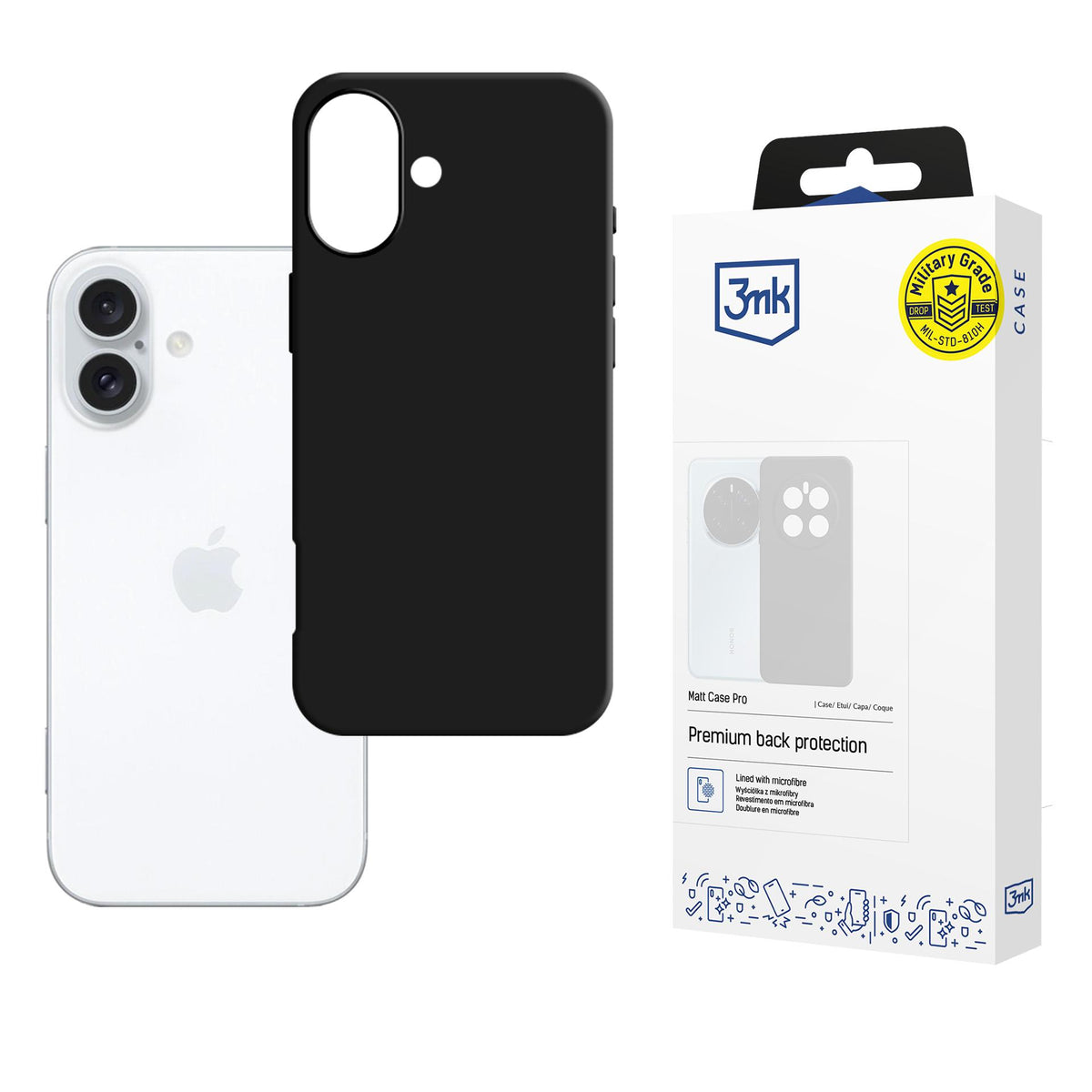 3mk Matt Case Pro skirtas Apple iPhone 16 Plus – juodas -- iPhone 16 Plus