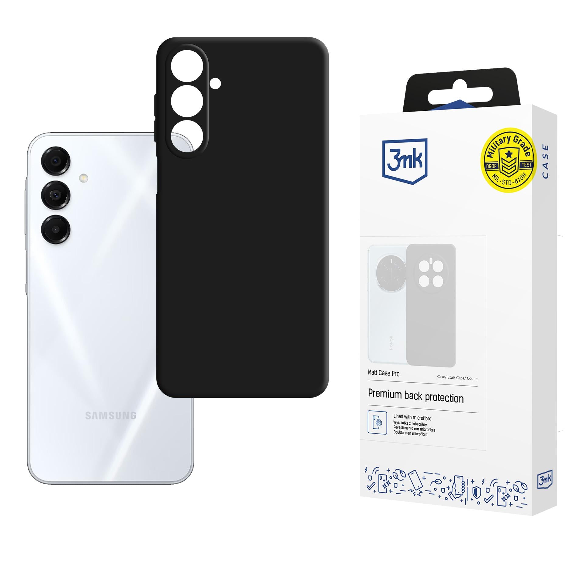 3mk Matt Case Pro, skirtas Samsung Galaxy A17 5G – matinė juoda -- Samsung Galaxy A17 5G