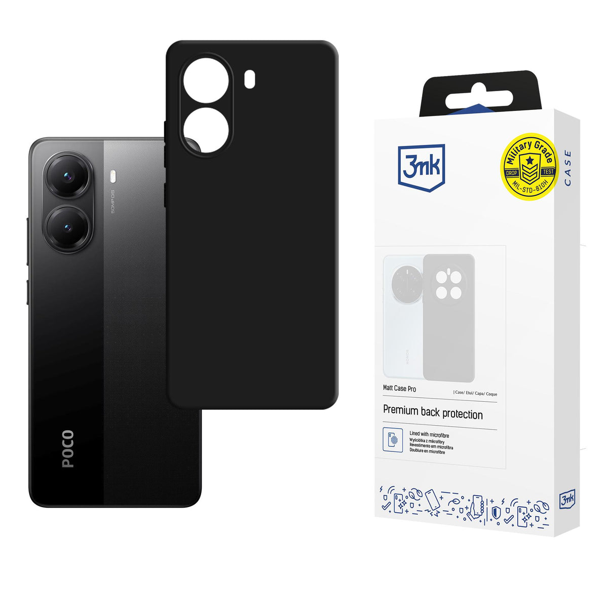 3mk Matt Case Pro skirtas Xiaomi Poco X7 Pro 5G - Matinė juoda -- Xiaomi Poco X7 Pro 5G