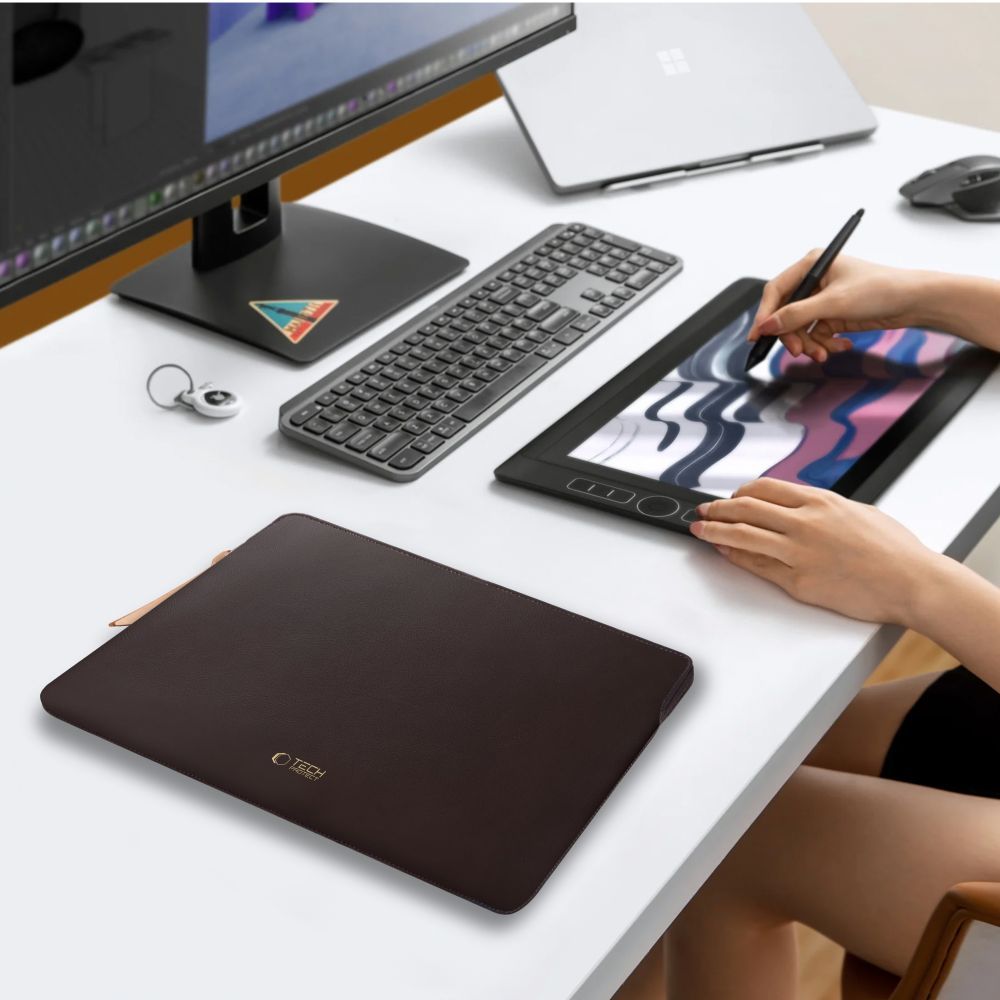 Tech-Protect Fleece nešiojamojo kompiuterio krepšys 13-14" - Rudas -- Laptop Bags