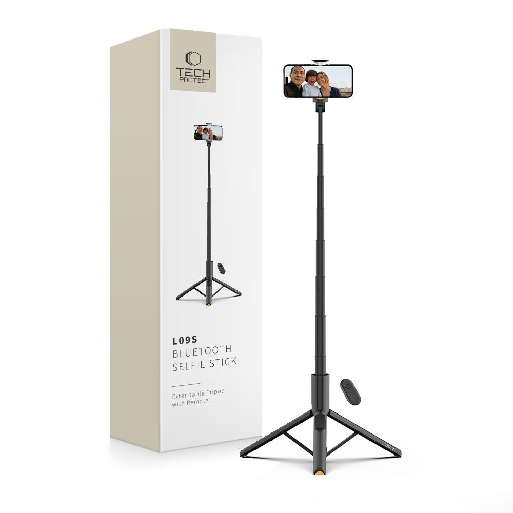 Asmenukių lazda Tech-Protect L09S su trikoju – juoda -- Selfie Sticks & Tripods