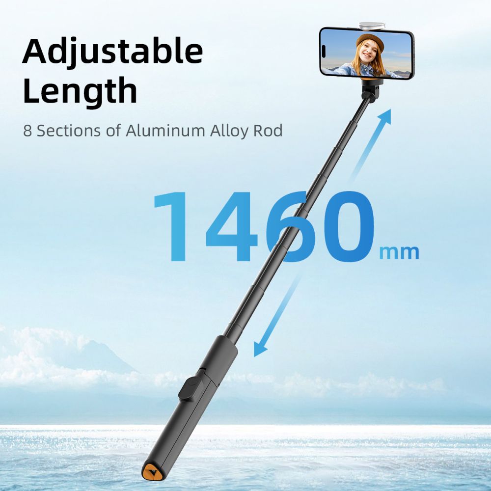 Asmenukių lazda Tech-Protect L09S su trikoju – juoda -- Selfie Sticks & Tripods