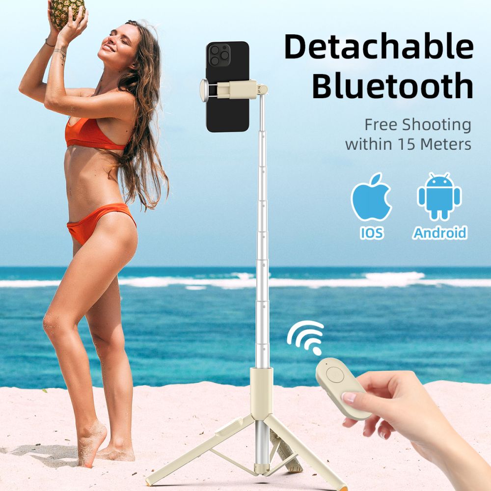 Asmenukių lazda Tech-Protect L09S su trikoju – smėlio -- Selfie Sticks & Tripods
