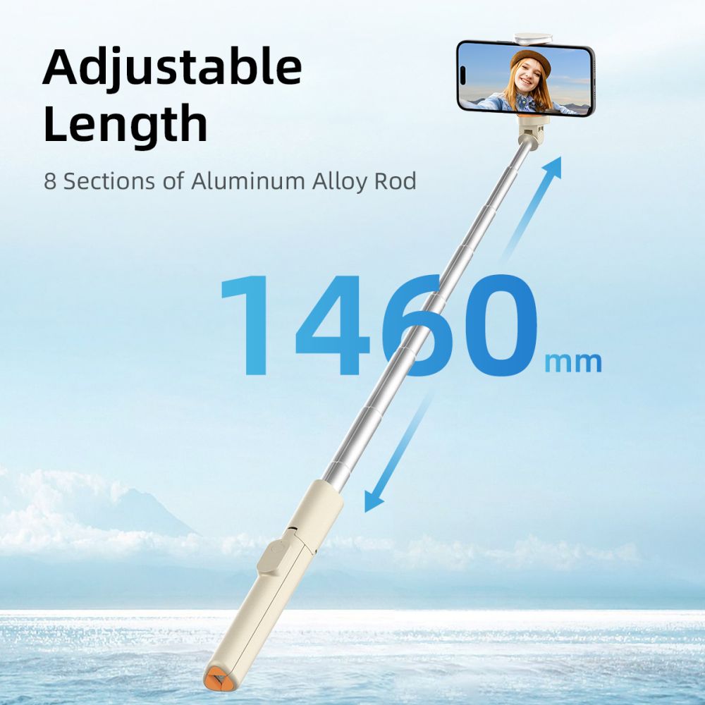 Asmenukių lazda Tech-Protect L09S su trikoju – smėlio -- Selfie Sticks & Tripods