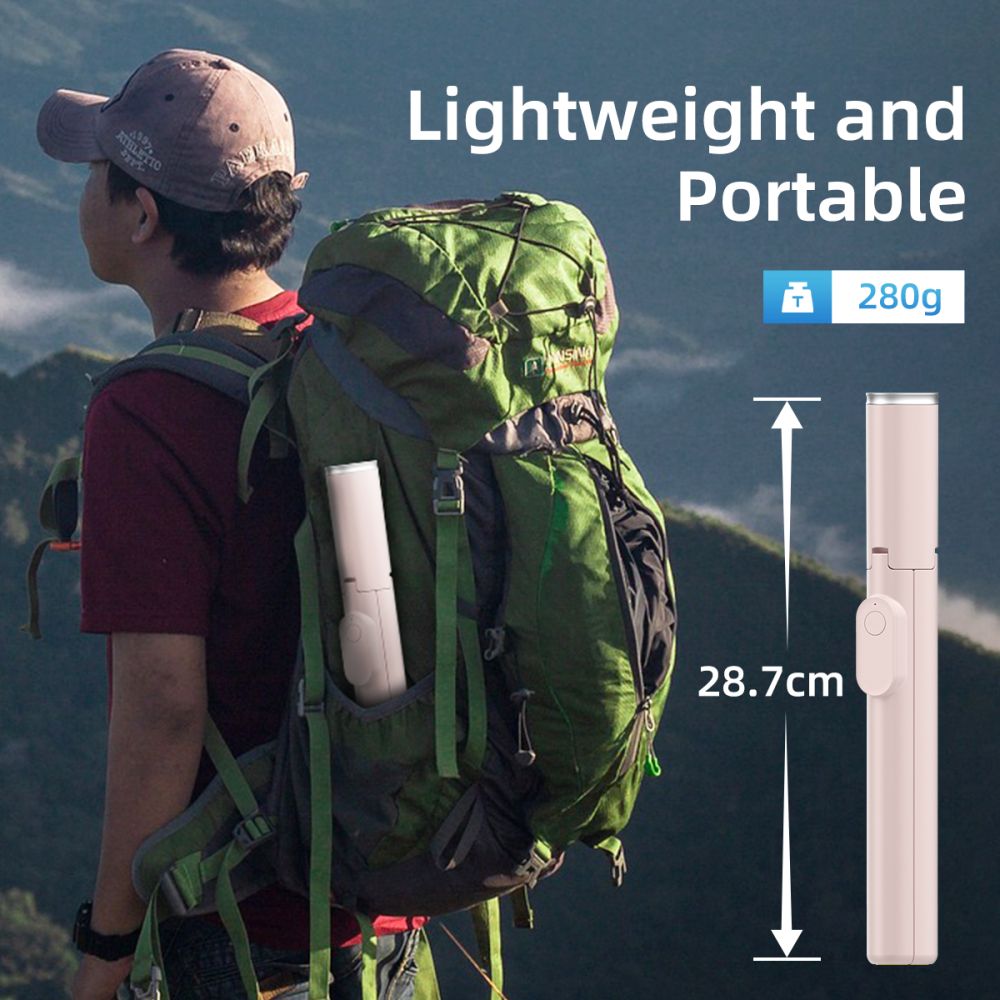 Asmenukių lazda Tech-Protect L09S su trikoju – rožinė -- Selfie Sticks & Tripods
