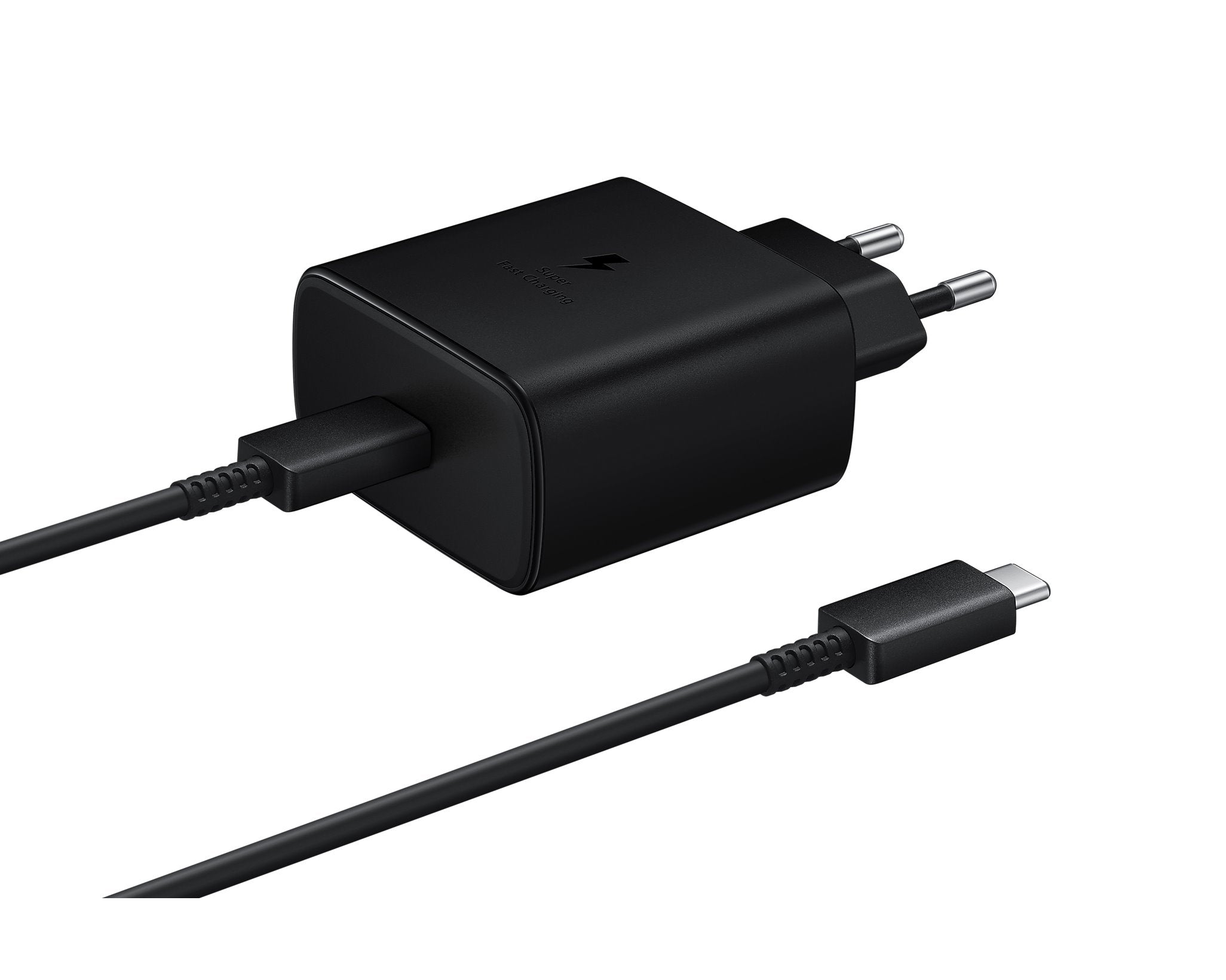 Samsung EP-TA845EWE 45W sieninis įkroviklis su USB-C laidu Samsung EP-DW767JWE 45W 1.8m (OOB Bulk - pakaitinė pakuotė) - juodas