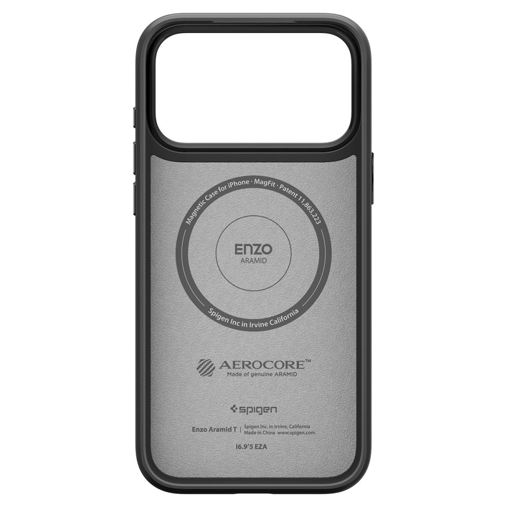 Spigen Enzo Aramid „T“ MagSafe dėklas iPhone 17 Pro Max – juodas
