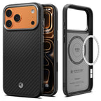 Spigen Enzo Aramid "T" MagSafe dėklas iPhone 17 Pro Max - juodas ir sidabrinis