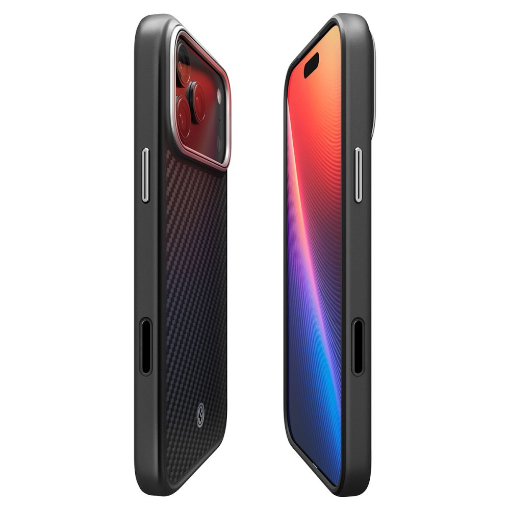 Spigen Enzo Aramid "T" MagSafe dėklas iPhone 17 Pro Max - juodas ir sidabrinis
