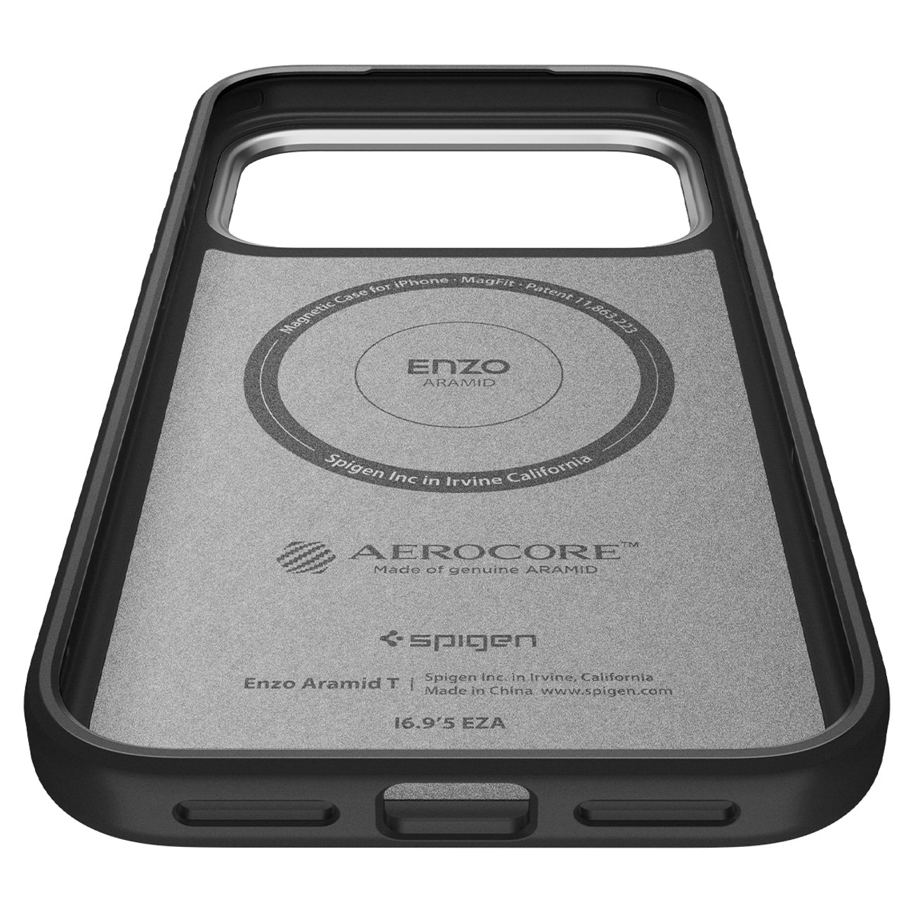 Spigen Enzo Aramid "T" MagSafe dėklas iPhone 17 Pro Max - juodas ir sidabrinis