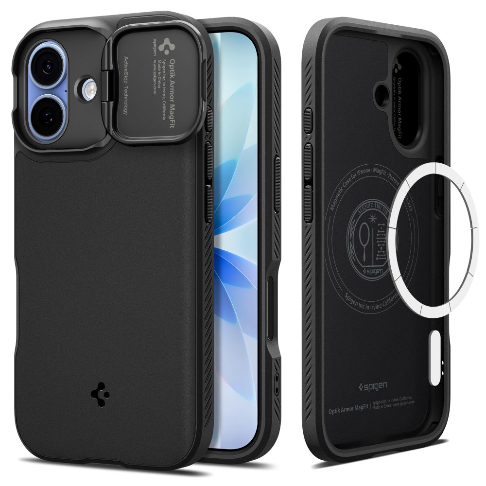 Spigen Optik Armor MagSafe dėklas iPhone 17 - juodas