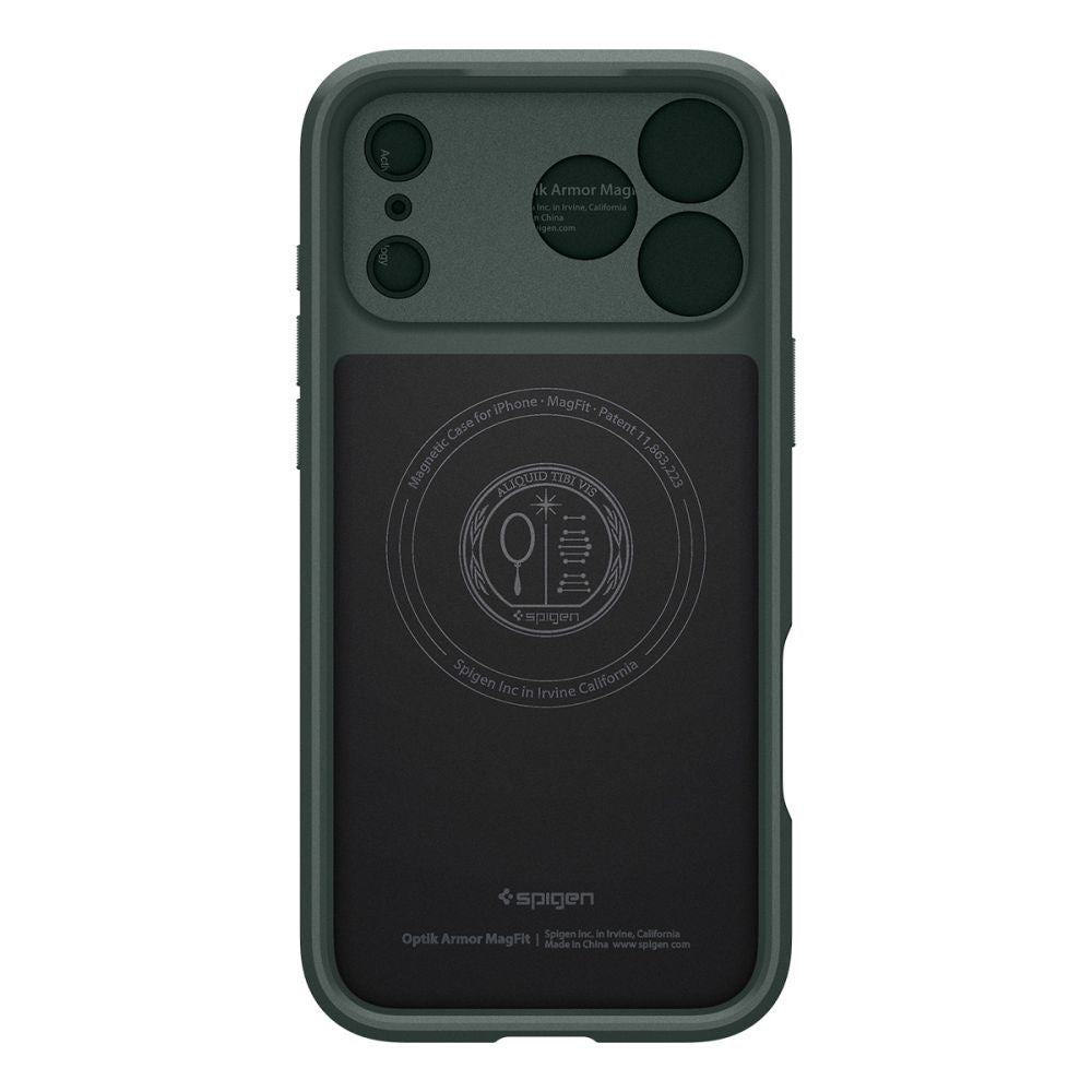 Spigen Optik Armor MagSafe Dėklas, skirtas iPhone 17 Pro - žalias