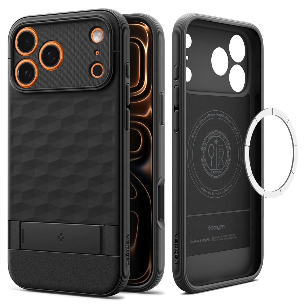 Spigen Parallax S MagSafe dėklas iPhone 17 Pro Max – matinis juodas