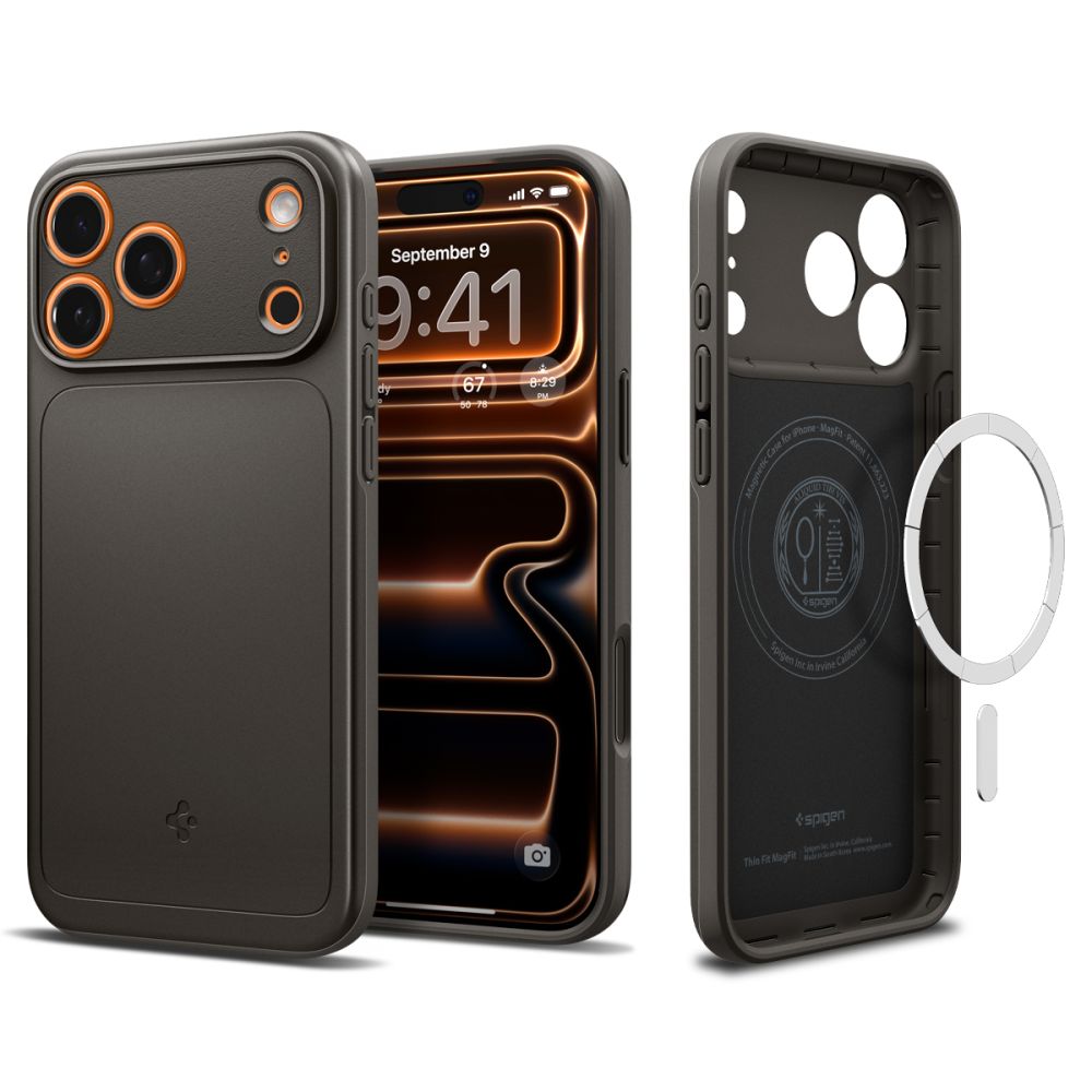 Spigen Thin Fit MagSafe dėklas iPhone 17 Pro – pilkas