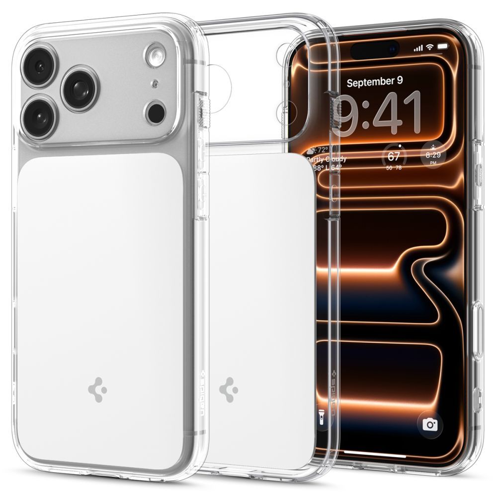 Spigen MagSafe dėklas iPhone 17 Pro – skaidrus/baltas