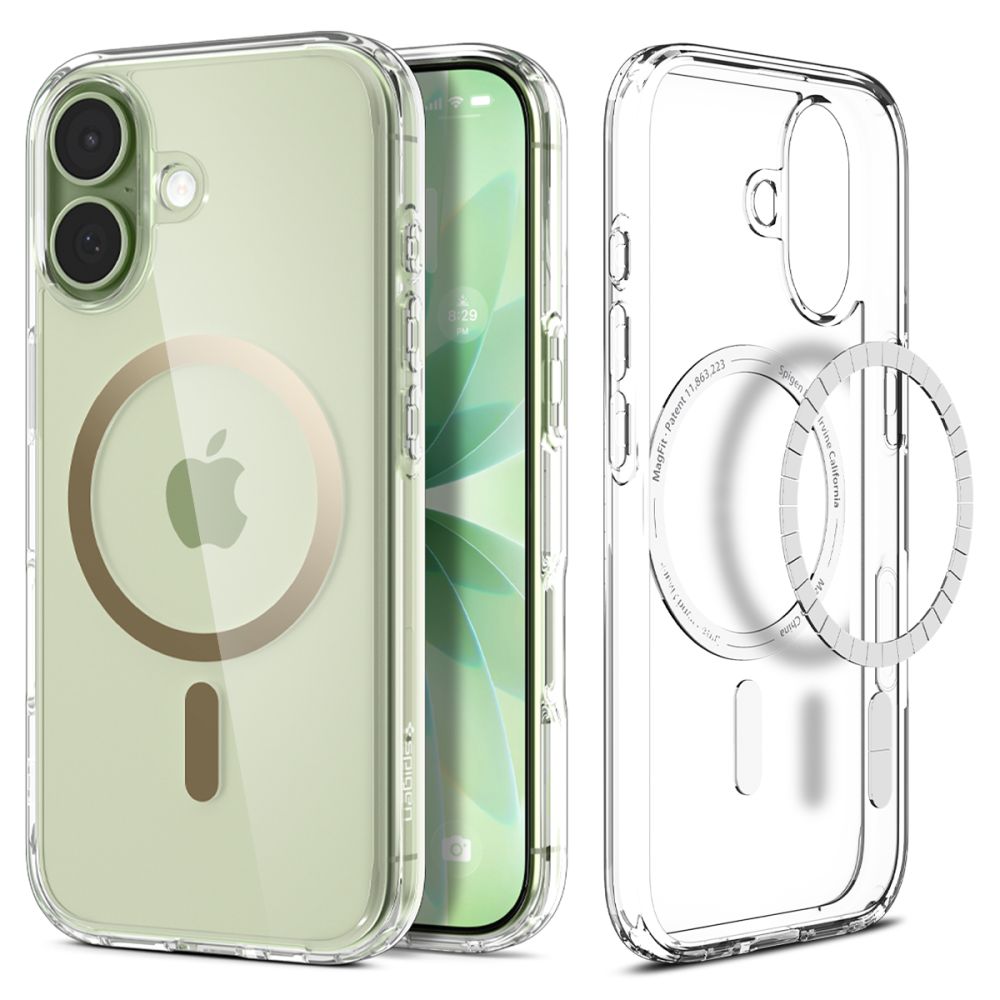 Spigen Ultra Hybrid MagSafe dėklas iPhone 17 – skaidrus, auksinis