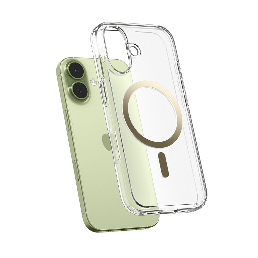 Spigen Ultra Hybrid MagSafe dėklas iPhone 17 – skaidrus, auksinis