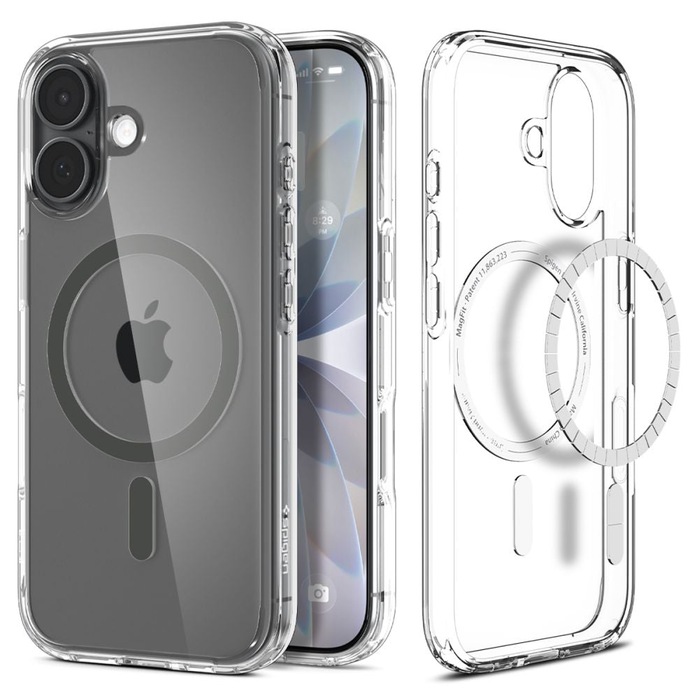 Spigen Ultra Hybrid MagSafe dėklas iPhone 17 – skaidrus pilkas
