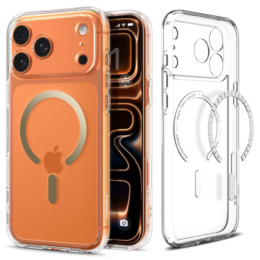 Spigen MagSafe dėklas iPhone 17 Pro – skaidrus auksinis