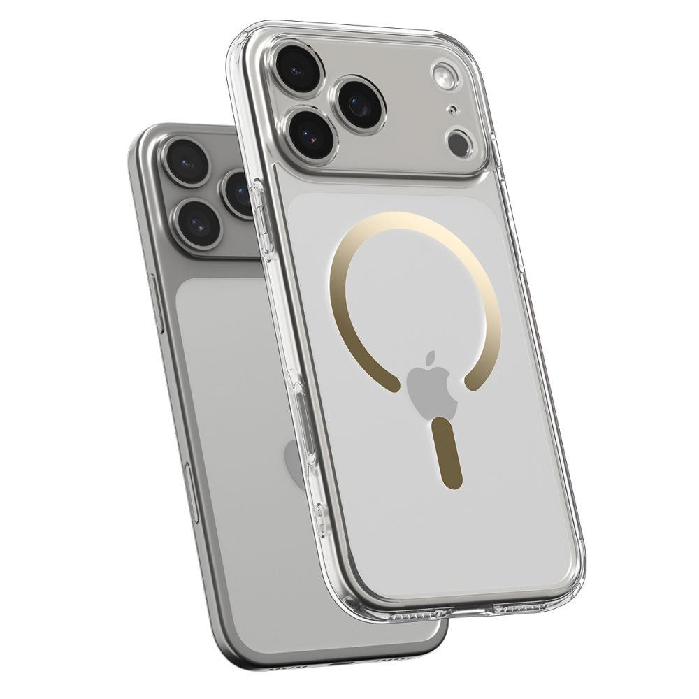 Spigen MagSafe dėklas iPhone 17 Pro – skaidrus auksinis