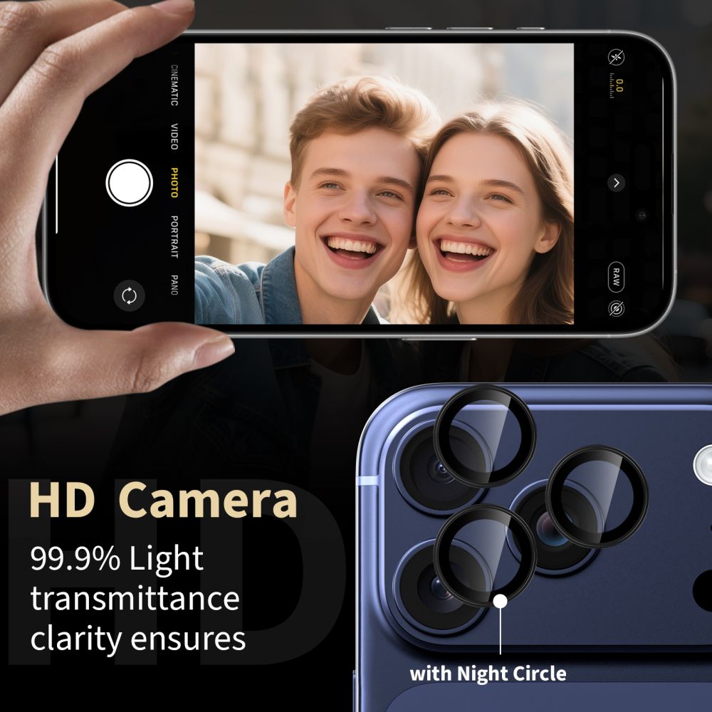 Tech-Protect Camring Fit+ kameros lęšių apsauga iPhone 14/15/16/17 Pro/Max – skaidri -- iPhone 14 Pro / iPhone 14 Pro Max...