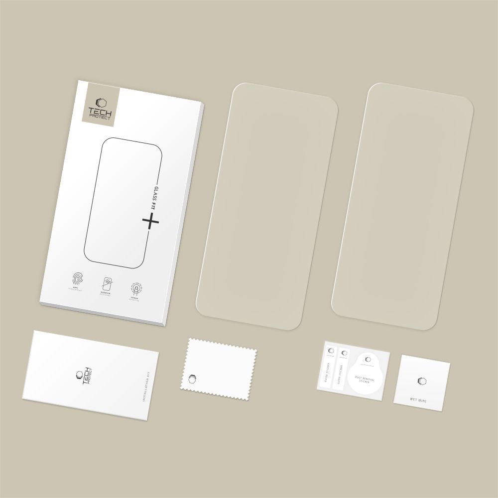 Tech-Protect Glass Fit+ stiklas iPhone 16 Pro Max / 17 Pro Max (2 vnt.) -- iPhone 16 Pro Max / iPhone 17 Pro Max