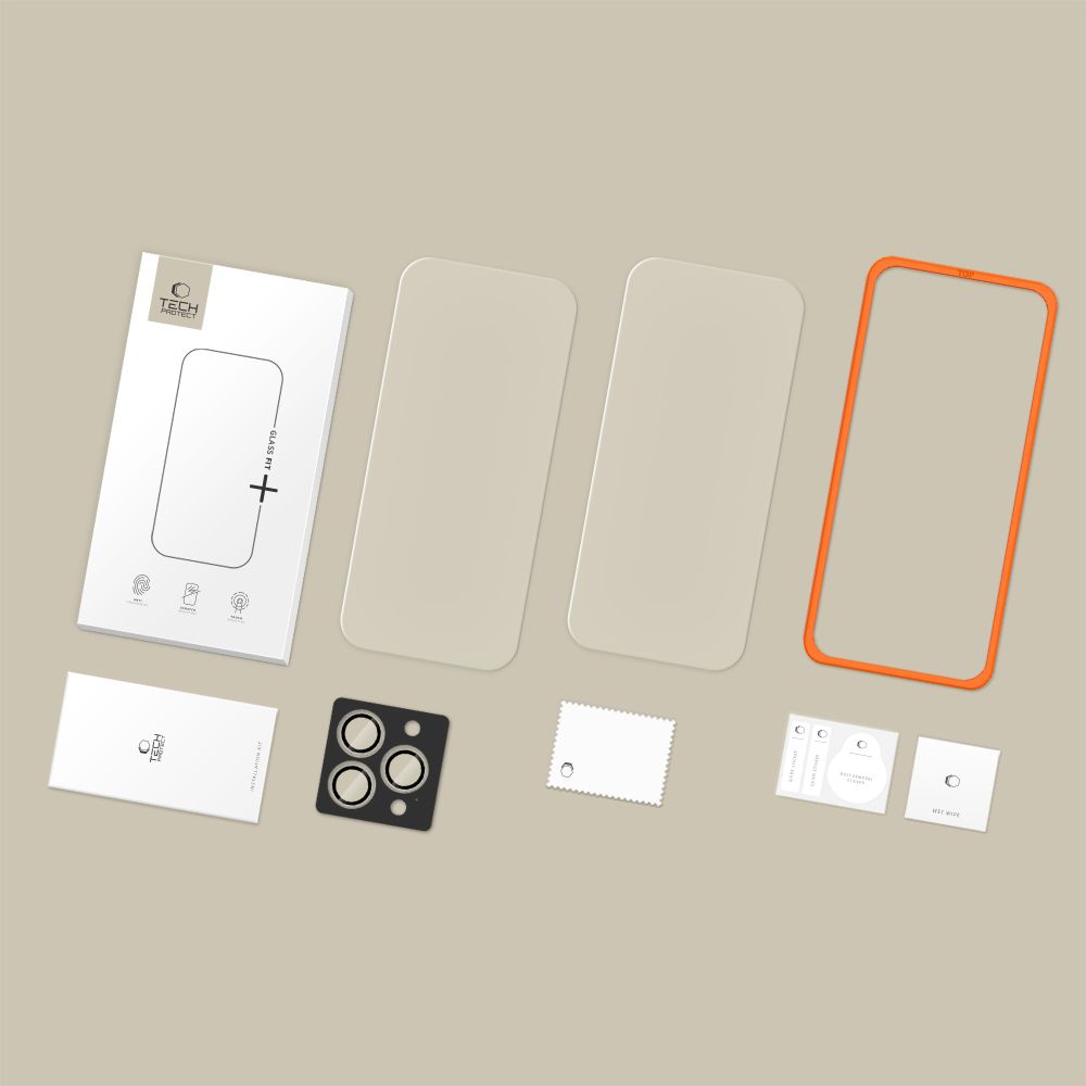 Tech-Protect Easy Set+ stiklo rinkinys iPhone 16 Pro / 17 Pro – skaidrus -- iPhone 16 Pro / iPhone 17 Pro