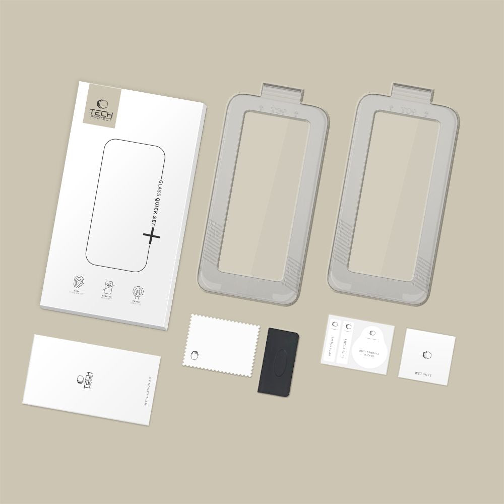 Tech-Protect Quick Set+ stiklas iPhone 17 Air – juodas (2 vnt.) -- iPhone 17 Air