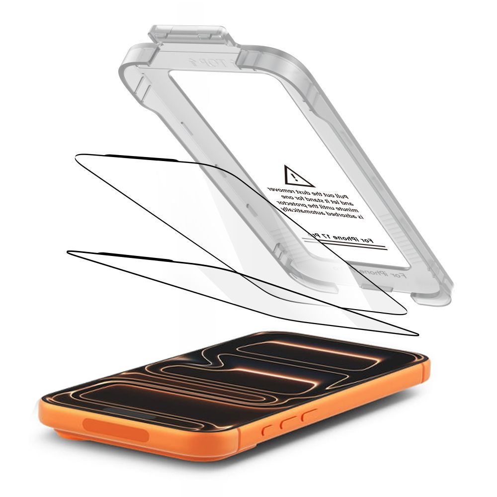 Tech-Protect Quick Set+ grūdintas stiklas iPhone 17 Pro – juodas, 2 vnt. -- iPhone 17 Pro