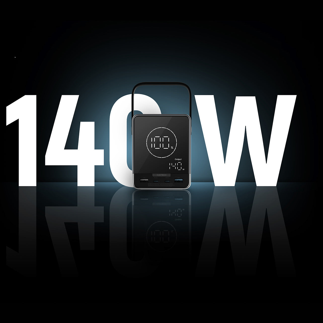Cuktech Powerbank 300W 40000mAh su belaidžiu įkrovimu 2x USB-C + 2x USB-A - juodas -- Powerbanks
