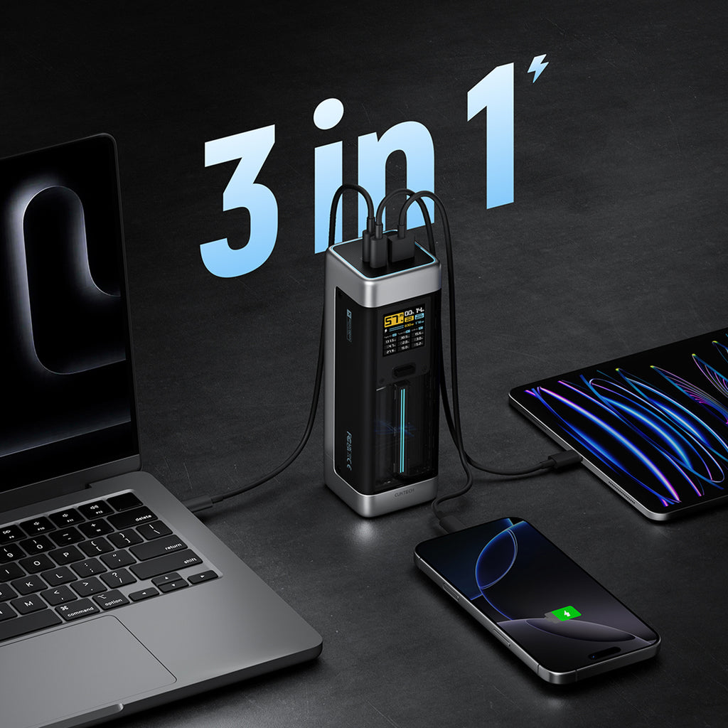 Cuktech Išorinė baterija CUK00P23GLBK 210W 25000mAh 2 x USB-C 1 x USB-A - juodas