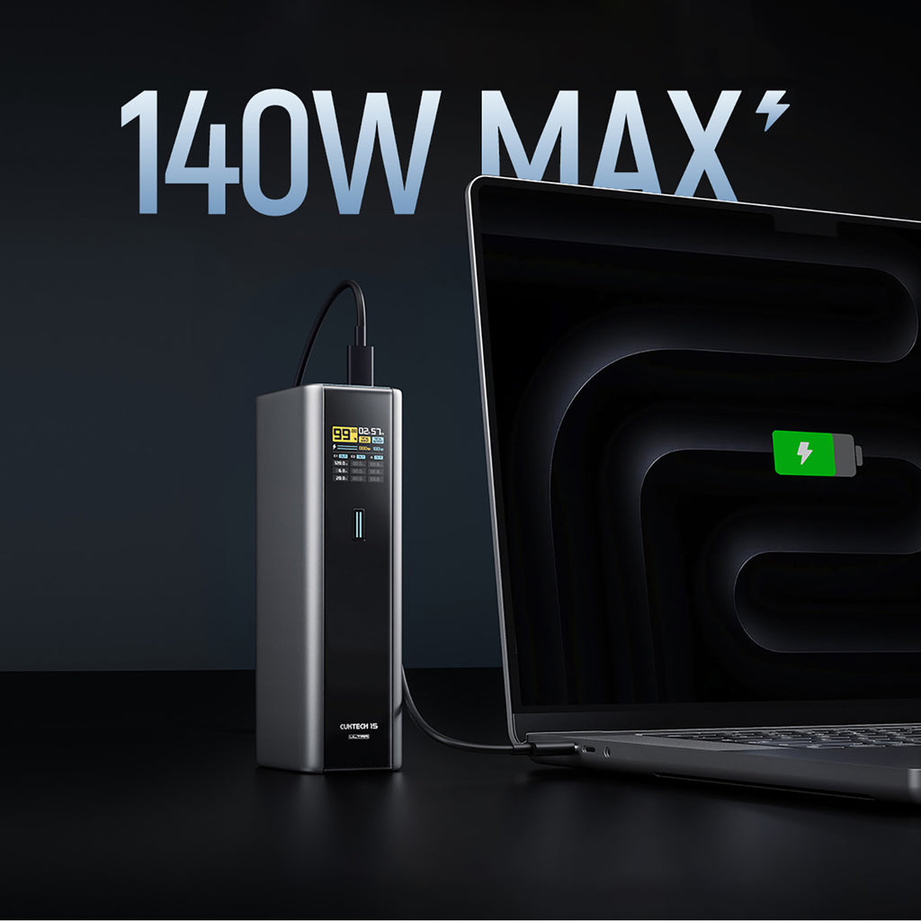 Cuktech išorinė baterija CKPB200UGLGR 210W 20000mAh 2 x USB-C 1 x USB-A - pilka