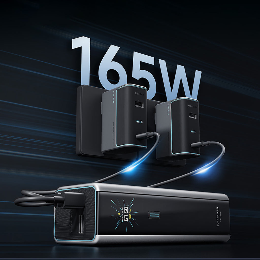 Cuktech išorinė baterija CKPB200UGLGR 210W 20000mAh 2 x USB-C 1 x USB-A - pilka
