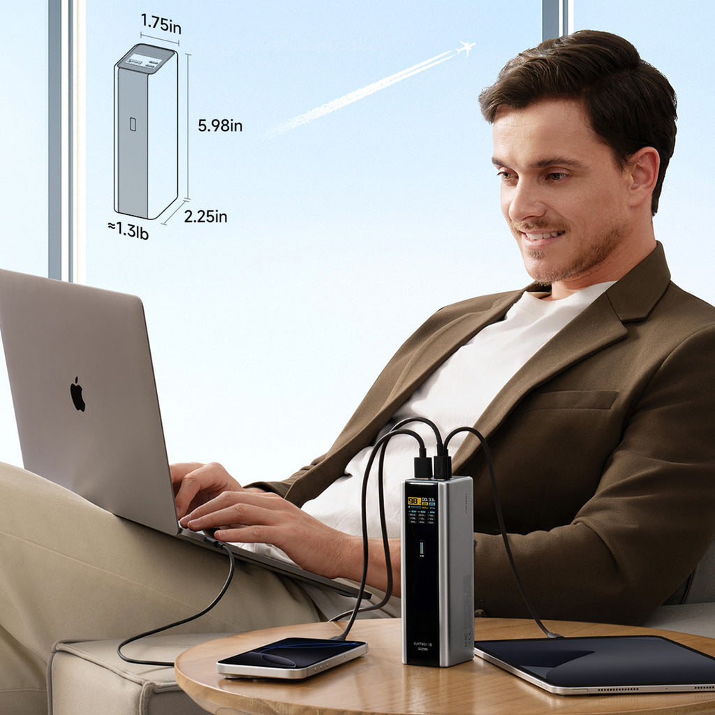 Cuktech išorinė baterija CKPB200UGLGR 210W 20000mAh 2 x USB-C 1 x USB-A - pilka