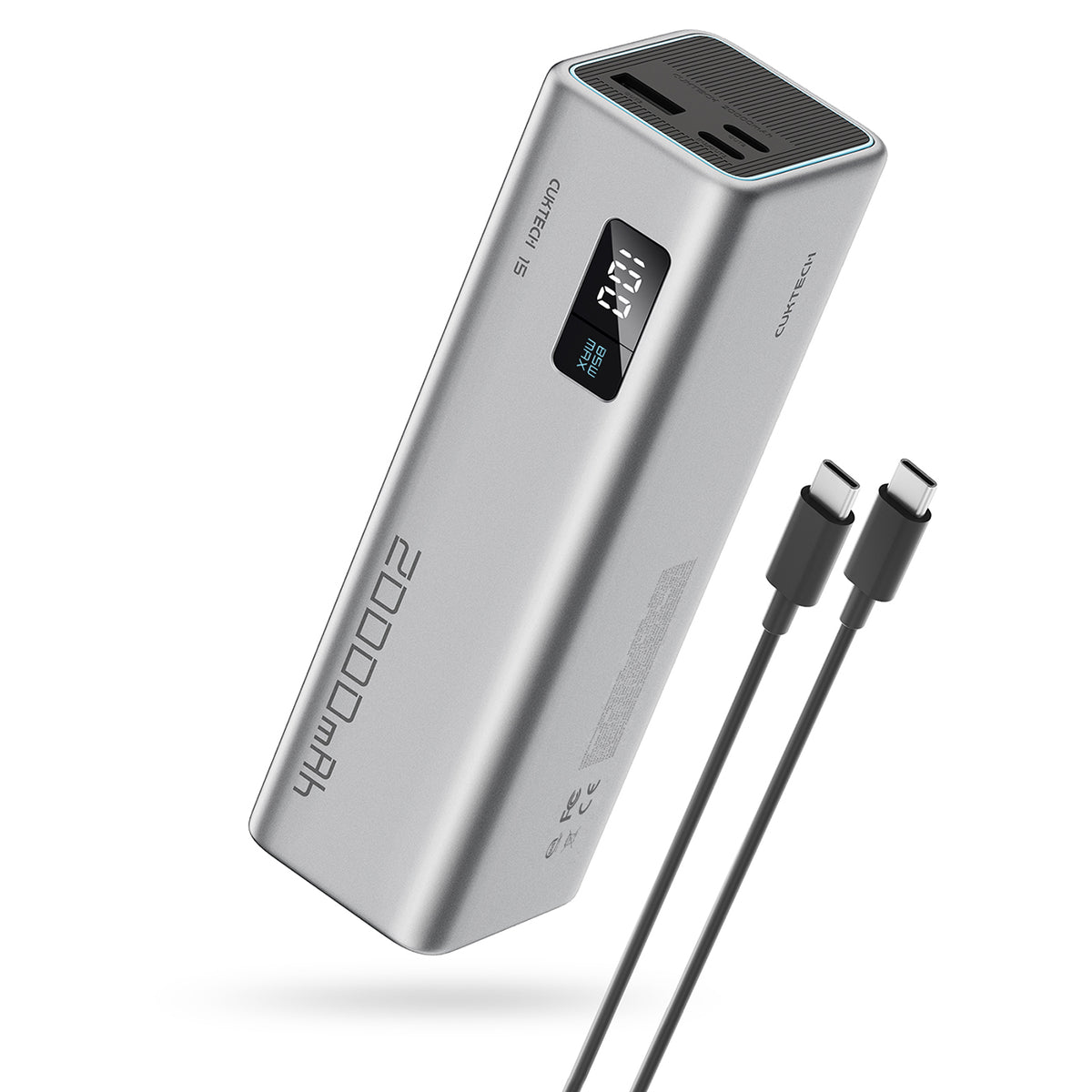 Cuktech išorinė baterija CUKP200XGLGR 100W 20000mAh 2 x USB-C 1 x USB-A - pilka -- Powerbanks