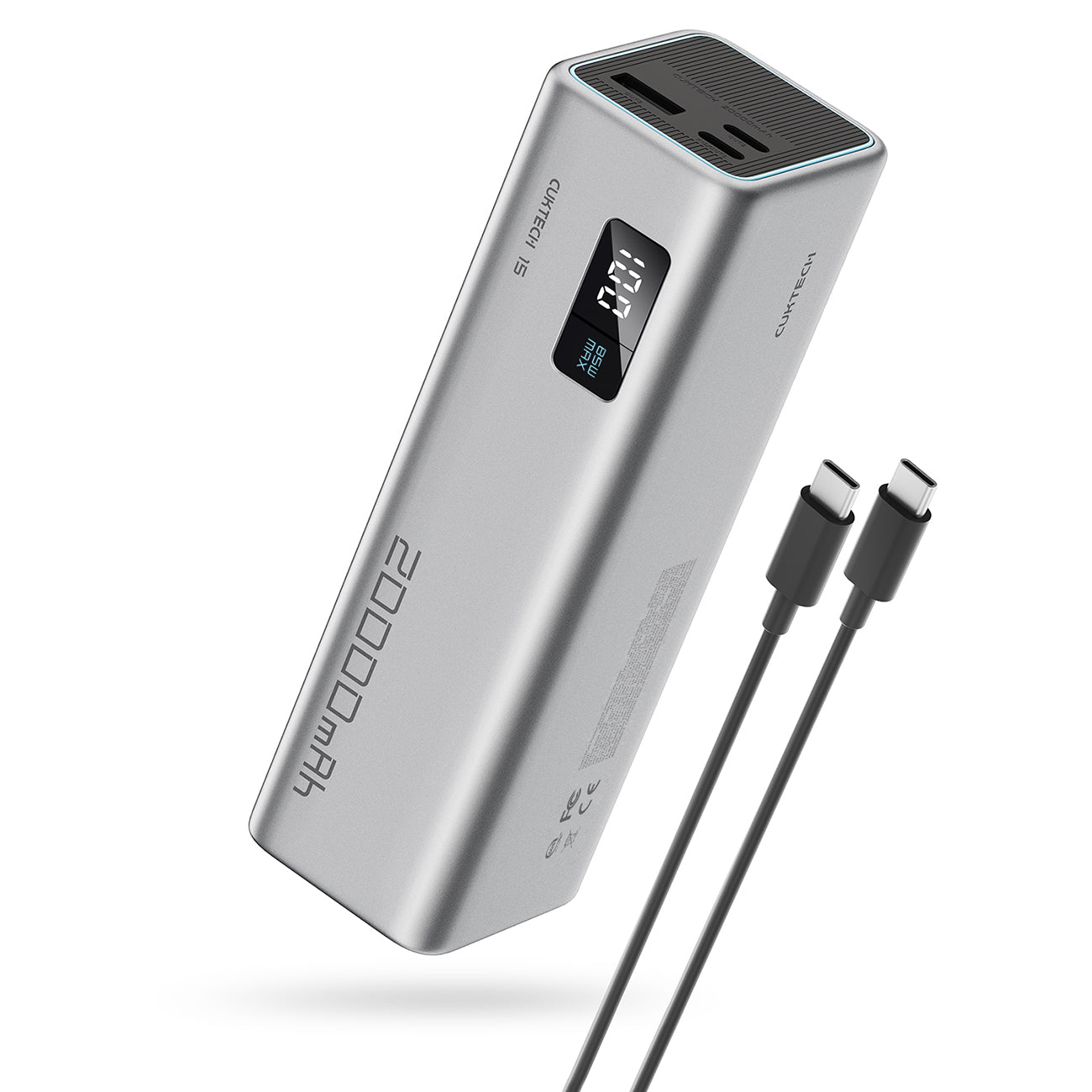 Cuktech išorinė baterija CUKP200XGLGR 100W 20000mAh 2 x USB-C 1 x USB-A - pilka -- Powerbanks