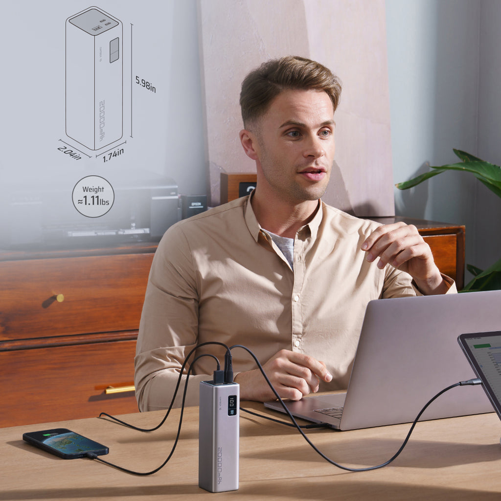 Cuktech išorinė baterija CUKP200XGLGR 100W 20000mAh 2 x USB-C 1 x USB-A - pilka -- Powerbanks