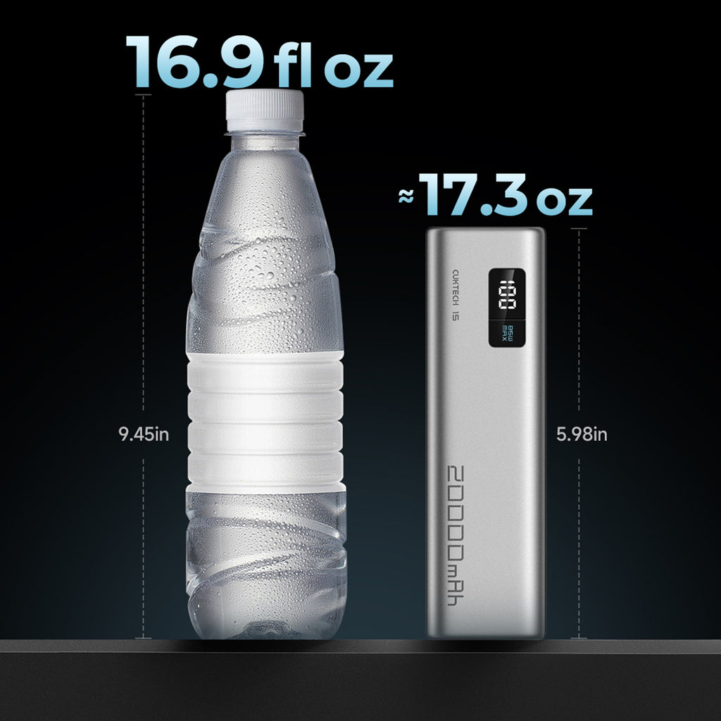 Cuktech išorinė baterija CUKP200XGLGR 100W 20000mAh 2 x USB-C 1 x USB-A - pilka -- Powerbanks