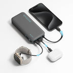 Cuktech išorinė baterija CUKP200NGLLG 55W 20000mAh su integruotu USB-C laidu - balta
