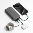 Cuktech išorinė baterija CUKP200NGLDG 55W 20000mAh su integruotu USB-C laidu - pilka