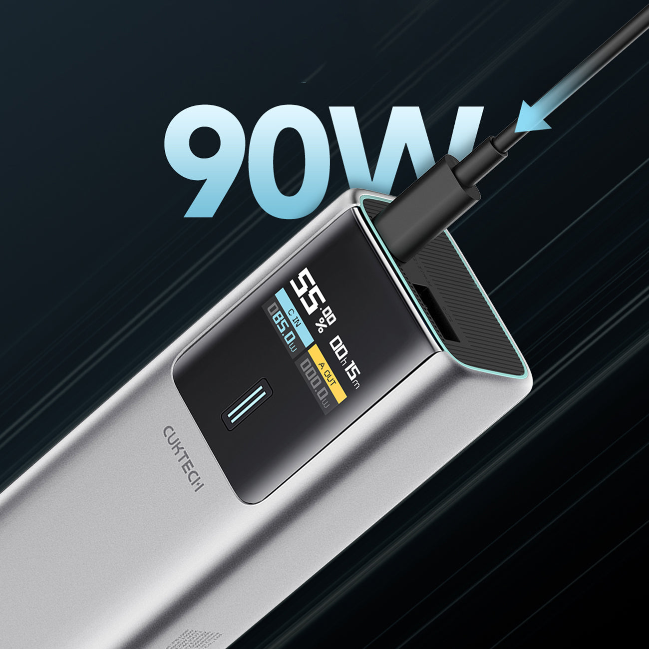 Powerbank CUKTECH CKPB100PGLBL 150W 10000mAh USB-C USB-A – szary
