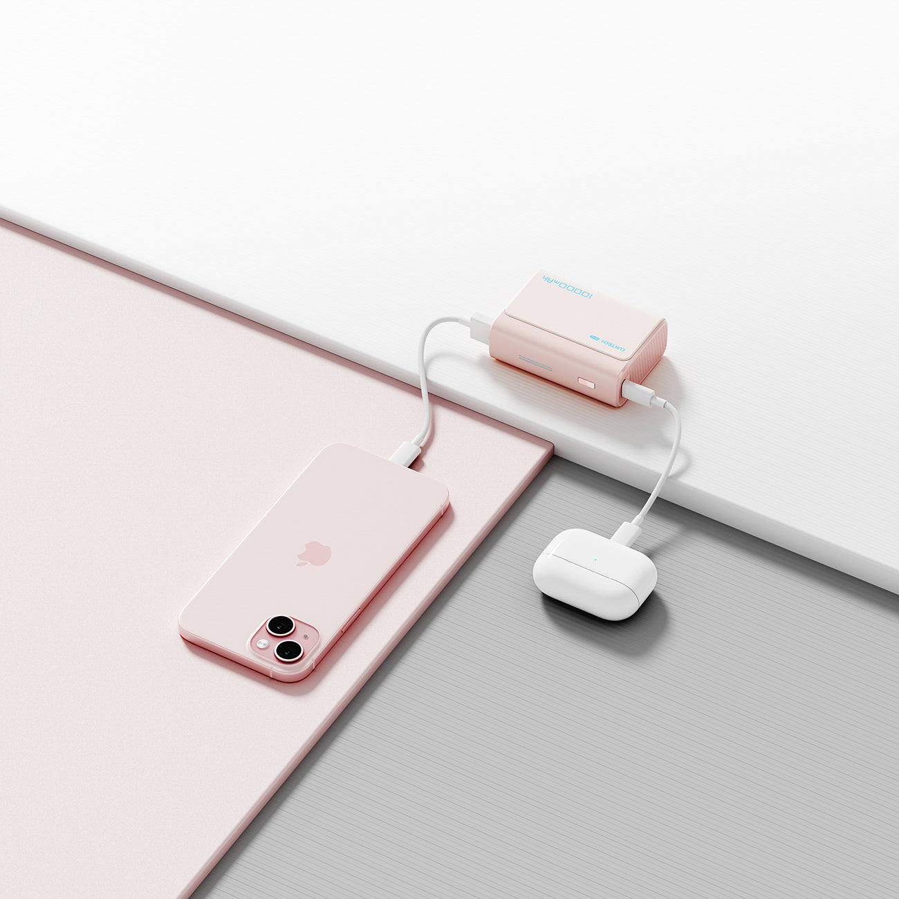 Powerbank Cuktech CP13 30W 10000mAh USB-C + USB-A - rožinis -- Powerbanks