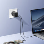Joyroom JR-TCG17 45W 2 x USB-C (EU kištukas) sieninis įkroviklis - juodas