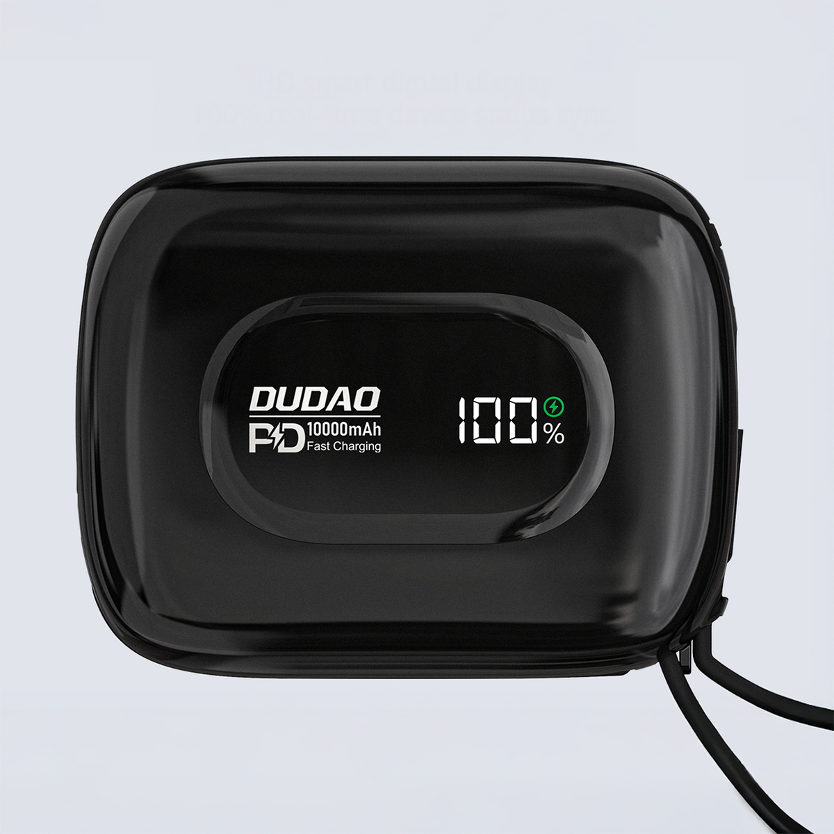 Dudao K32 išorinė baterija 22.5W 10000 mAh su integruotu USB-C/Lightning laidu - juoda -- Powerbanks